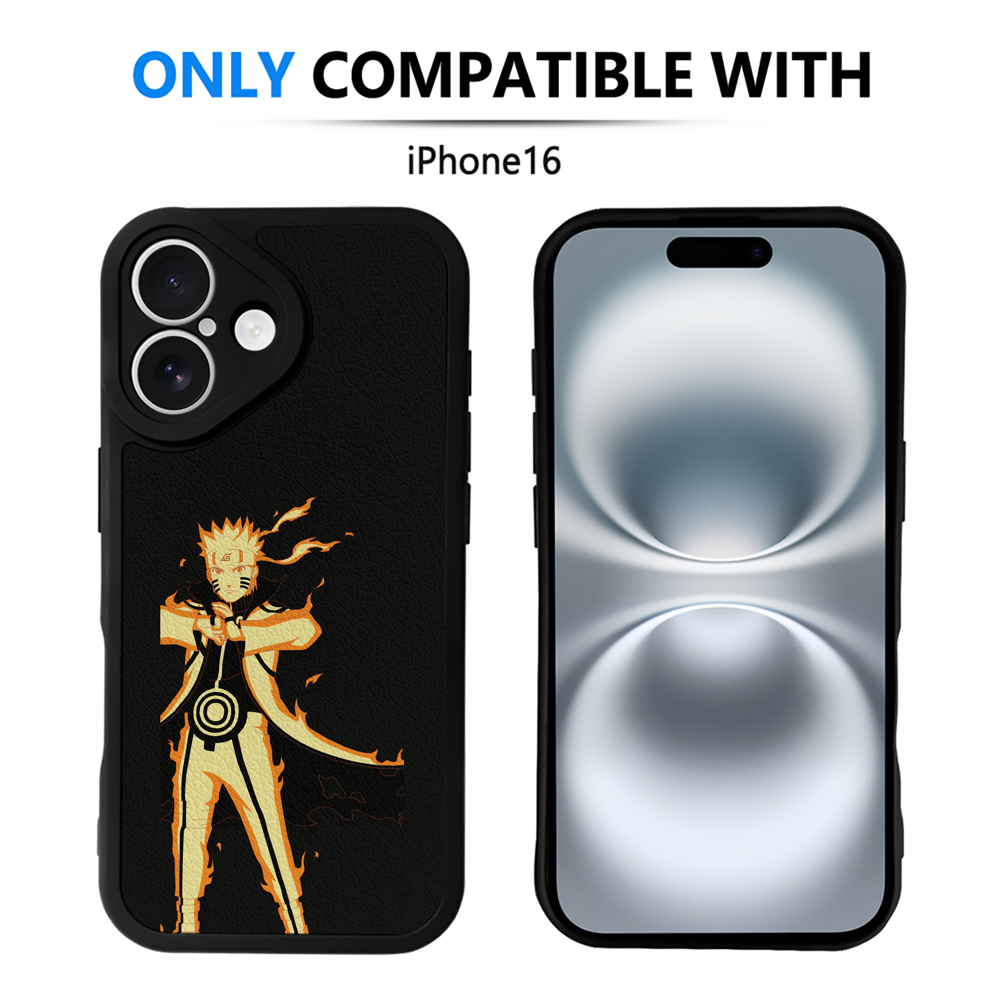 （画像用） NARUTO -ナルト- うずまき ナルト Uzumaki Naruto 【iPhone 16シリーズ対応】シリコンスマホケース（レザー調） 材質：シリコン